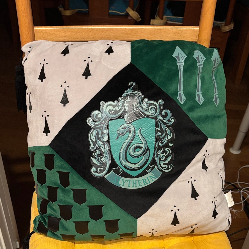 Slytherin Crest Accent Pillow - Green and Black